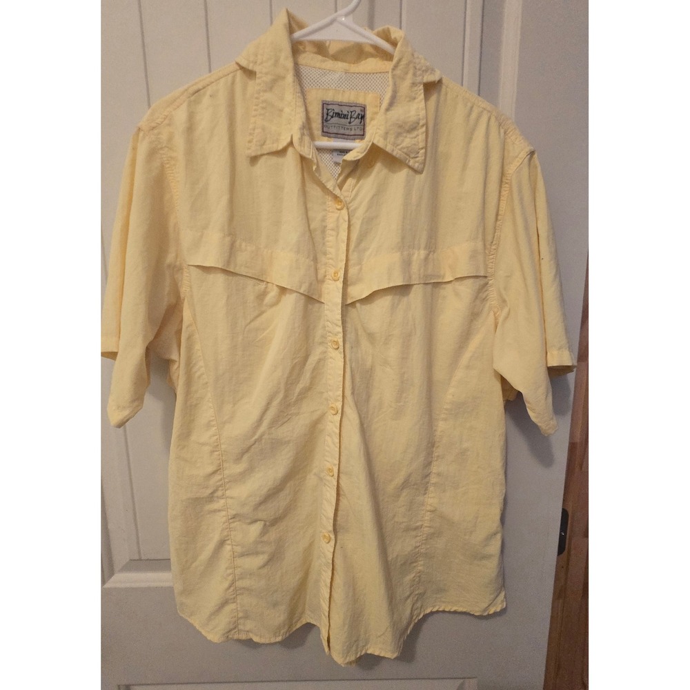 Bimini Bay Outfitters Men's XL Yellow Vented Fishing Camp Shirt Short Sleeve